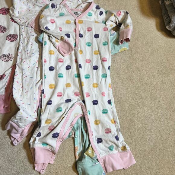 12-18M Monica and Andy Romper Bundle 4 Piece Roses, Sprinkles, Macaroons, Donuts - Picture 2 of 12